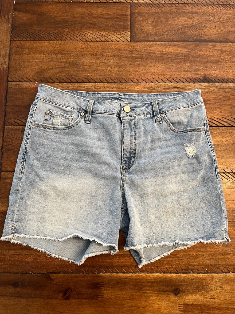 7 For All Mankind Light Blue Distressed Denim Cutoff Shorts